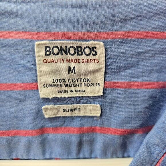 Bonobos Shirt Mens Medium Blue Pink Striped Long Sleeve Slim Fit Button Up - Picture 4 of 8